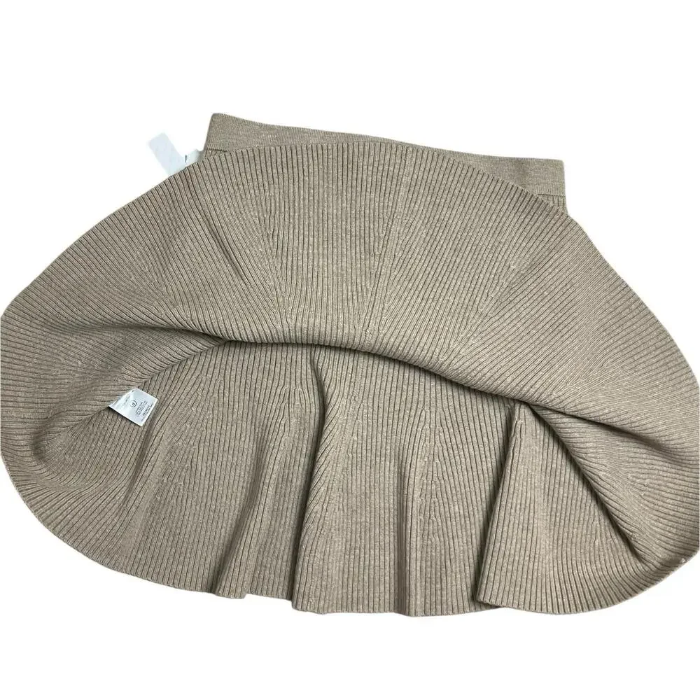 Tanya Taylor Skirt L Brown Knit Flounce Pull On Jennie Academia‎
